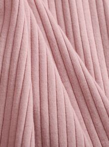 Muchica 生菜邊刺繡蝴蝶羅紋針織連衣裙 - 藕粉色 - 查看 4