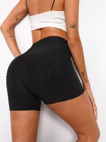 SHEIN EZwear Shorts biker tejidos con textura de cintura ancha