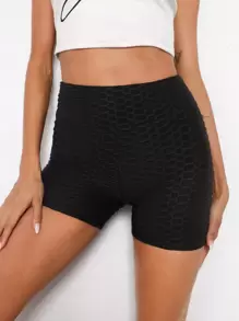 SHEIN EZwear Shorts biker tejidos con textura de cintura ancha
