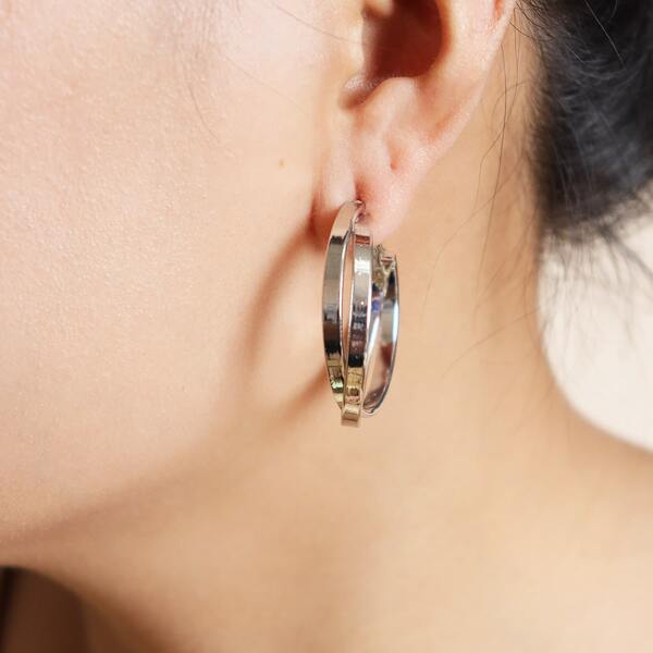 

Metal Hoop Earrings, Silver