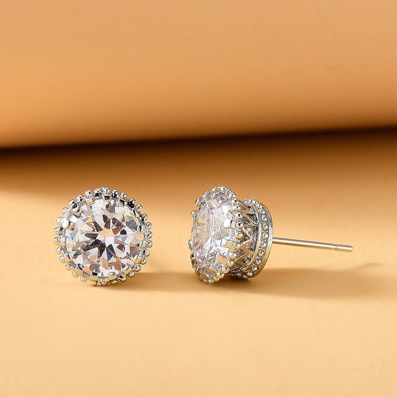 

Rhinestone Decor Stud Earrings, Silver