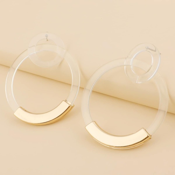 

Metal Plate Drop Earrings, Clear
