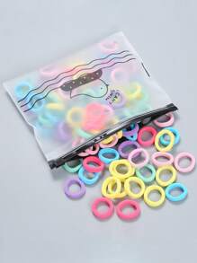 100入組小女童簡約髮圈 - 彩色 - 查看 1