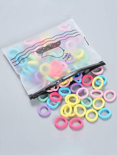 100pcs Toddler Girls Simple Hair Tie