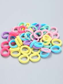 100入組小女童簡約髮圈 - 彩色 - 查看 2