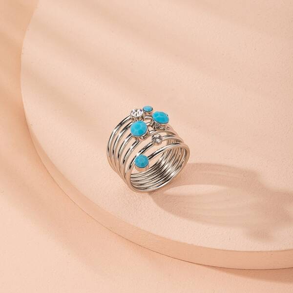 

Rhinestone Decor Ring, Silver