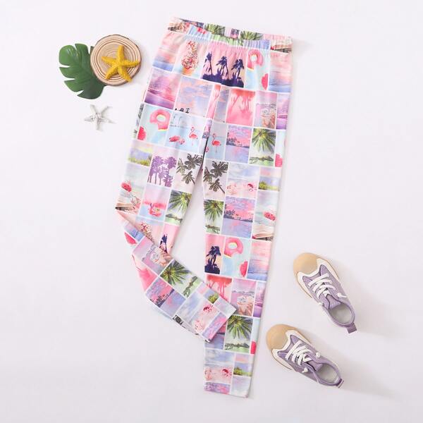 

Girls Tropical Print Leggings, Multicolor