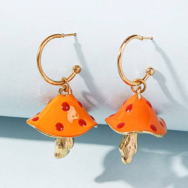 

Mushroom Decor Drop Earrings, Gold