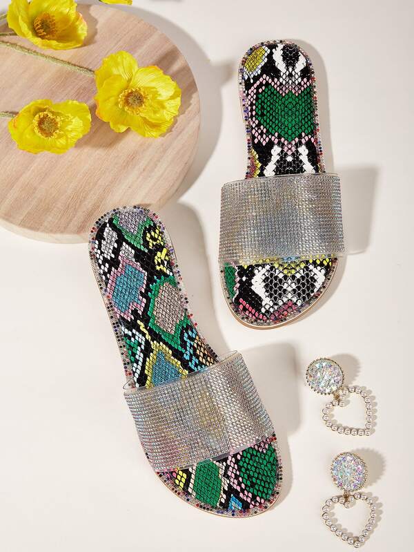 snakeskin slide on shoes