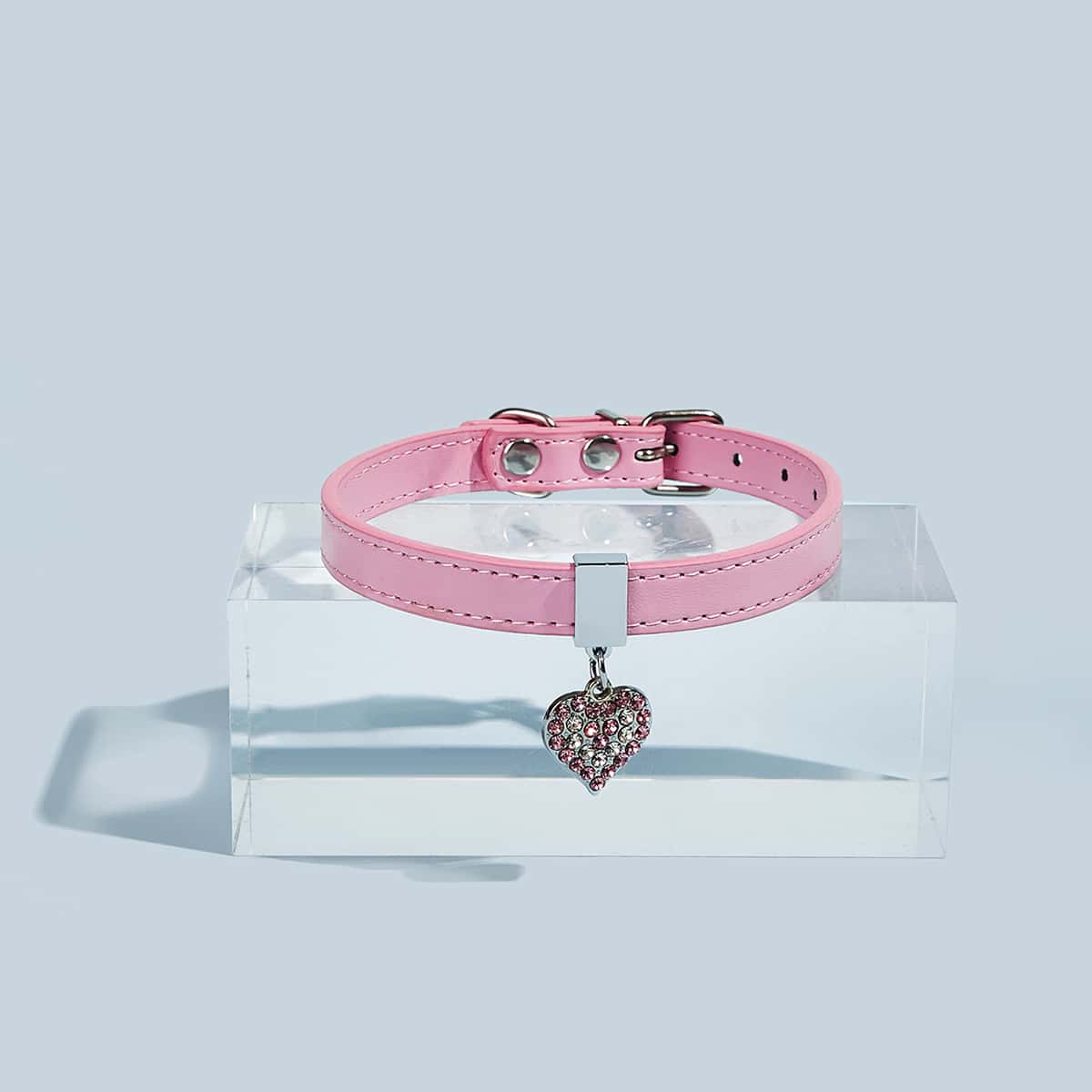

1pc Heart Pendant Dog Collar, Pink
