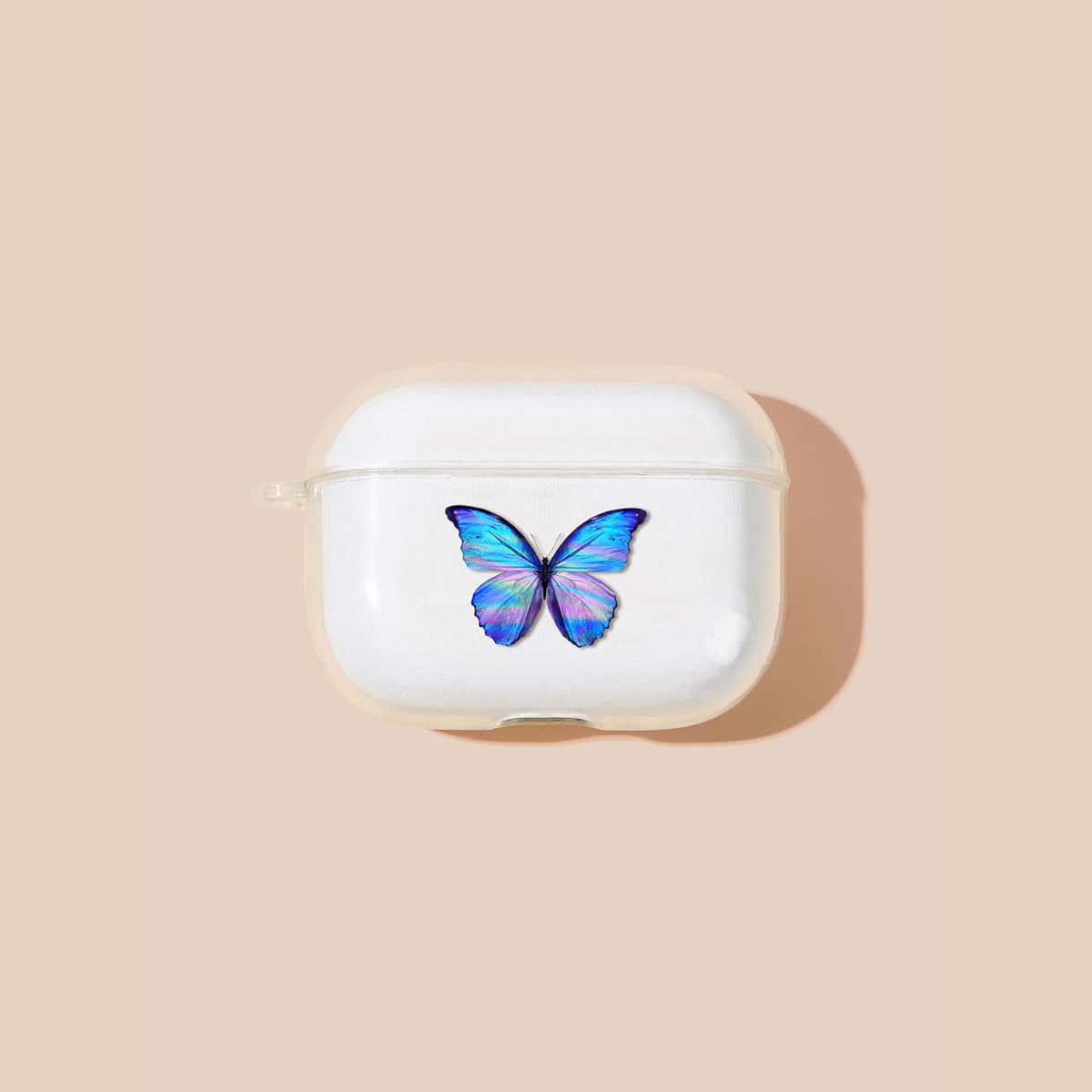 

1pc Holographic Butterfly Print AirPods Pro Case, Clear