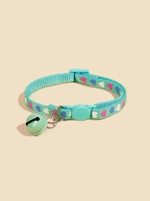 1pc Bell Pendant Heart Print Cat Collar