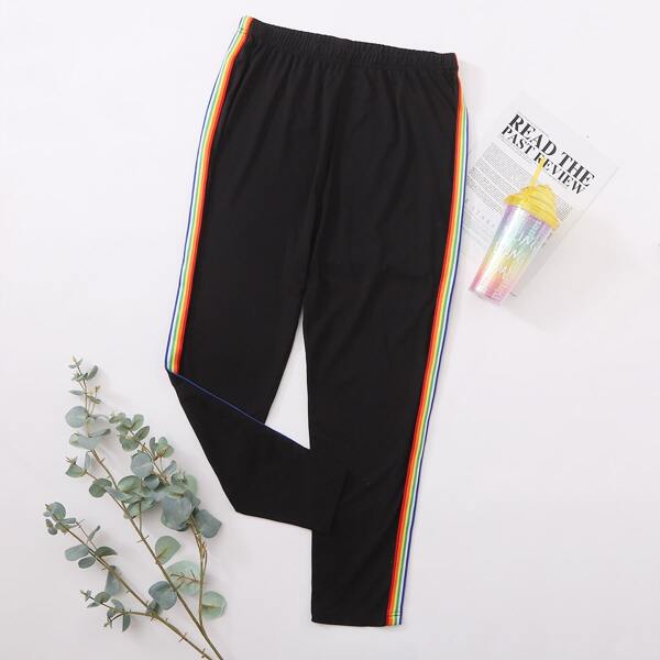 

Plus Rainbow Stripe Sleep Pants, Black