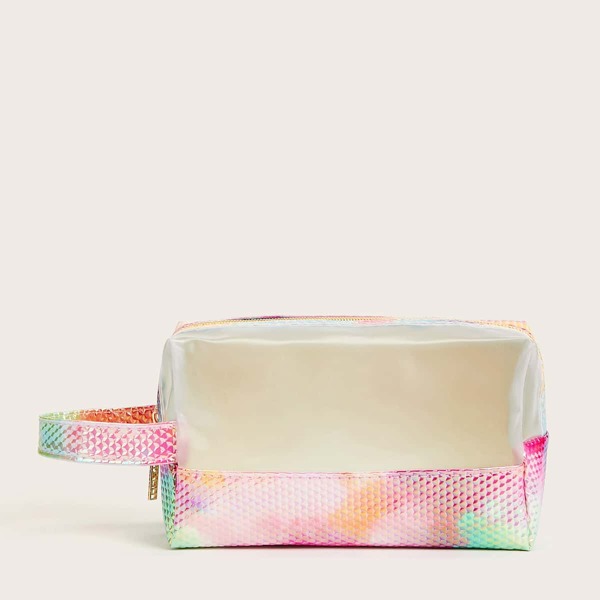 

1pc Colorblock Makeup Bag, Multicolor