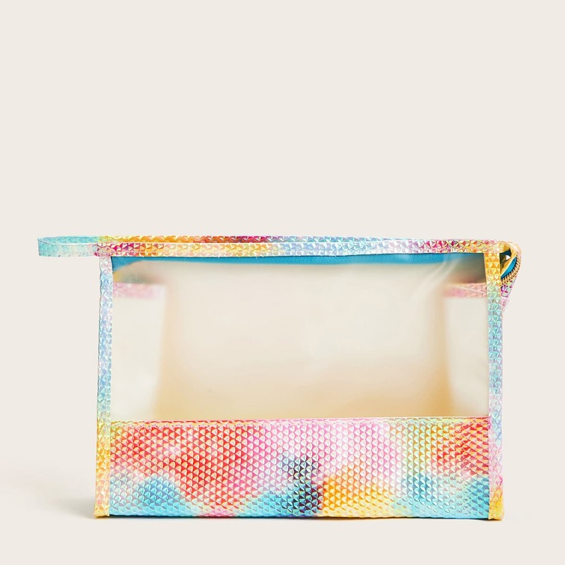 

1pc Colorblock Makeup Bag, Multicolor