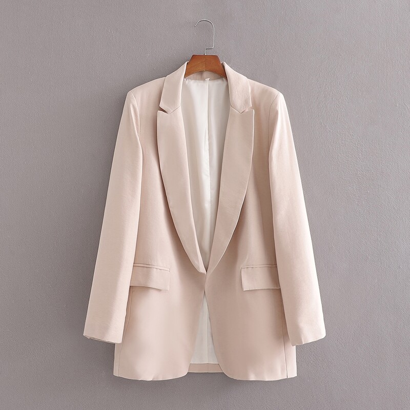 

Lapel Neck Open Front Blazer, Khaki
