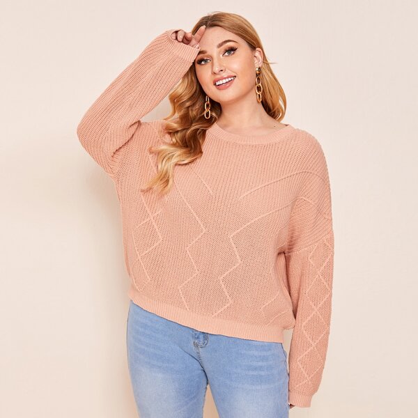 

Plus Solid Knit Sweater, Baby pink