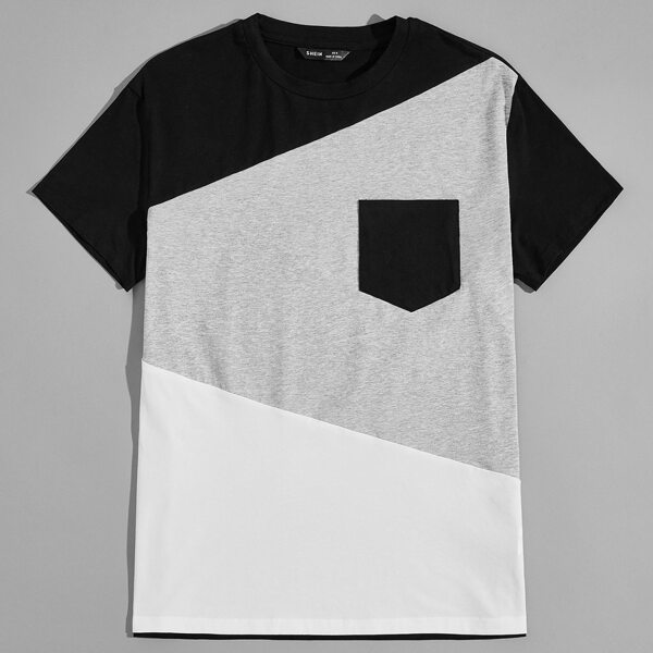 

Men Patched Pocket Colorblock Tee, Multicolor