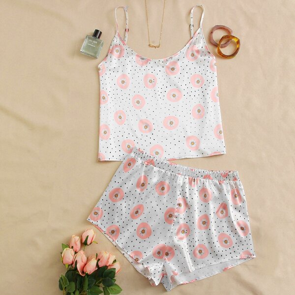 

Plus Daisy Floral And Confetti Print Pajama Set, Multicolor