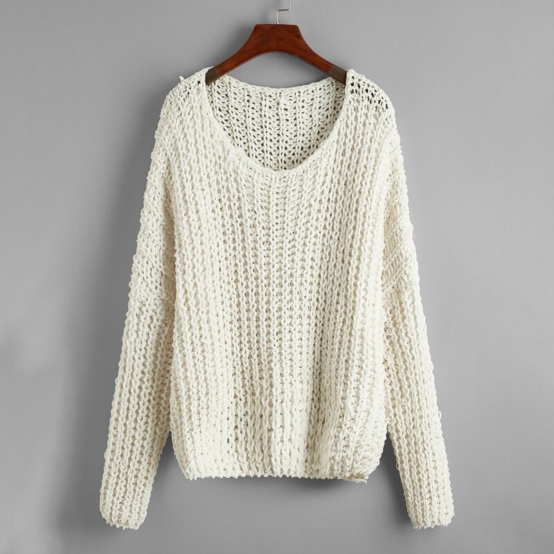 

Chunky Knit Batwing Sleeve Oversized Sweater, Beige
