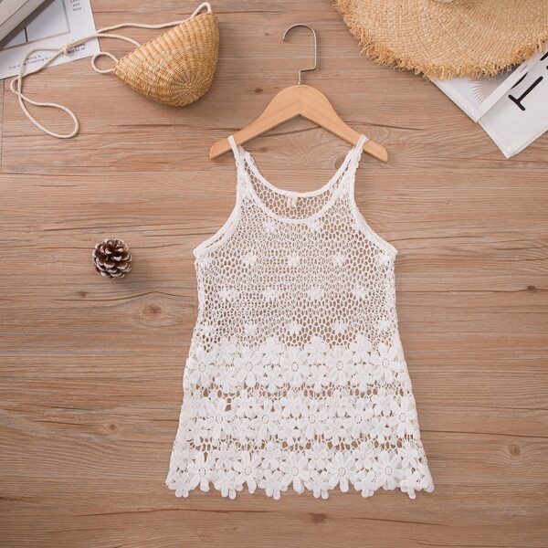 

Toddler Girls Sheer Lace Cami Dress, White