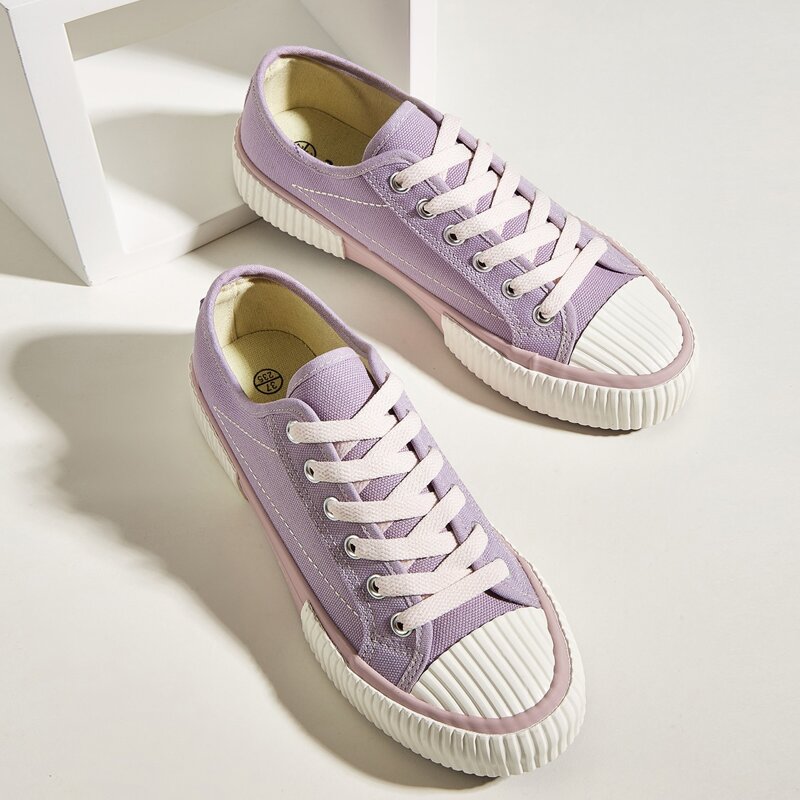 

Lace-up Front Canvas Shoes, Purple