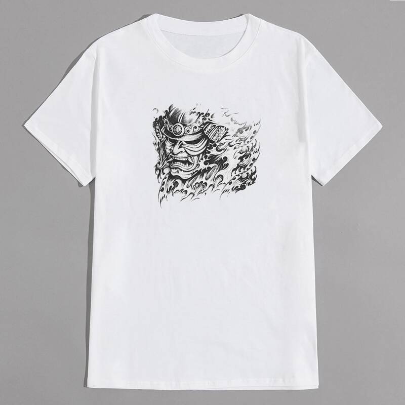 

Guys Round Neck Graphic Tee, White