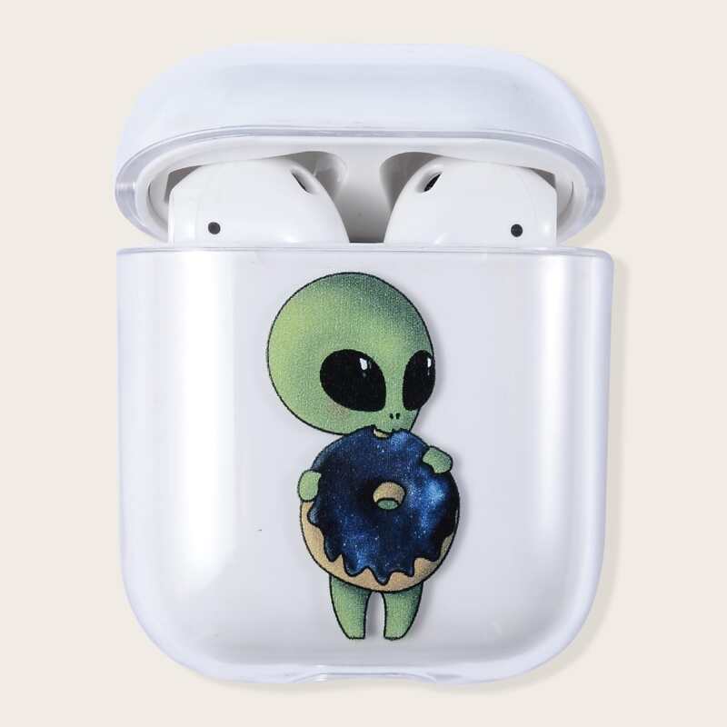 

1pc Cartoon Alien Print Clear AirPods Case