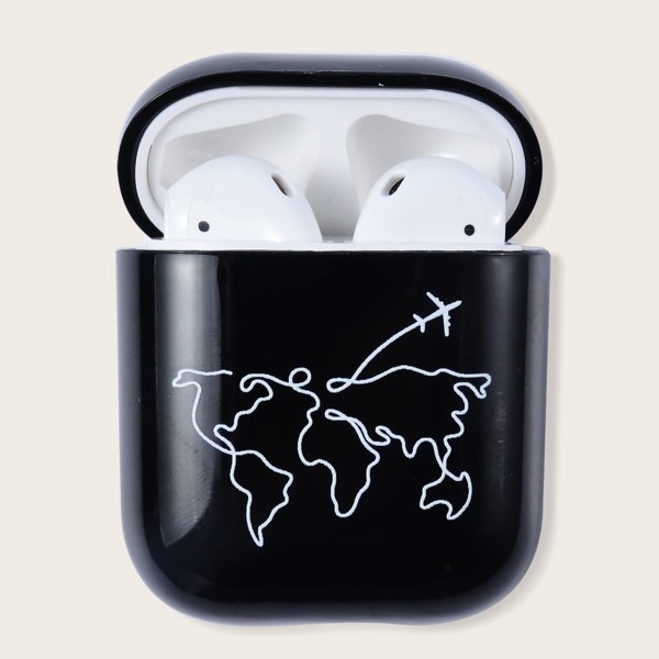 

Чехол для AirPods с принтом "карта" 1шт, Чёрный