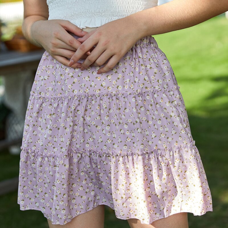 

Ditsy Floral Tiered Skirt, Lilac purple
