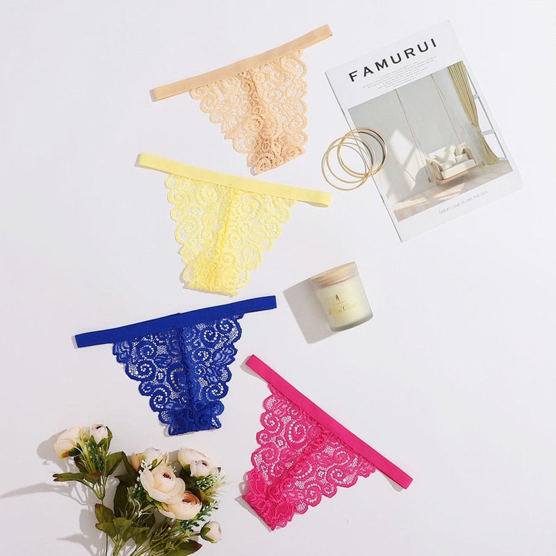 

4pack Lace Overlay Thong, Multicolor