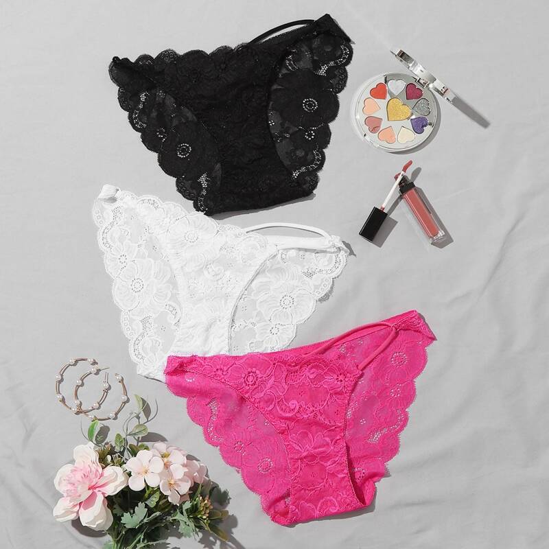 

3pcak Lace Floral Panty, Multicolor