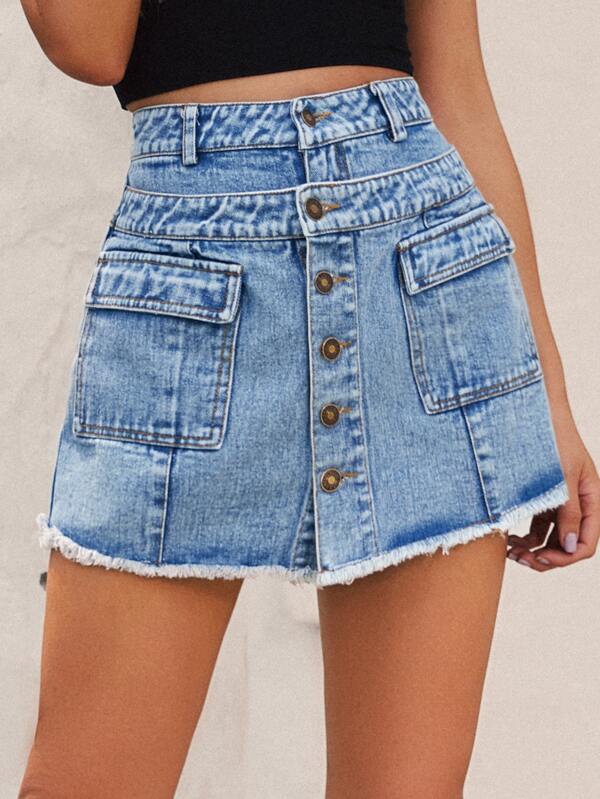 denim culotte shorts