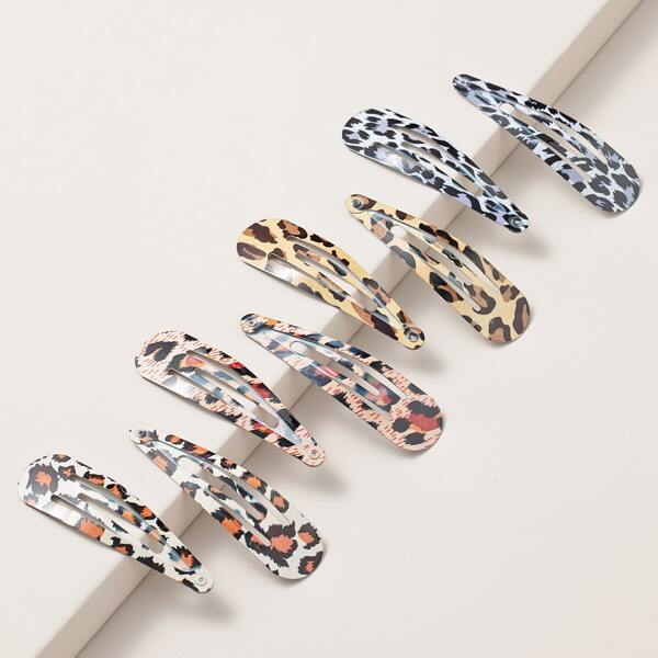 

8pcs Leopard Print Hair Clip, Multicolor
