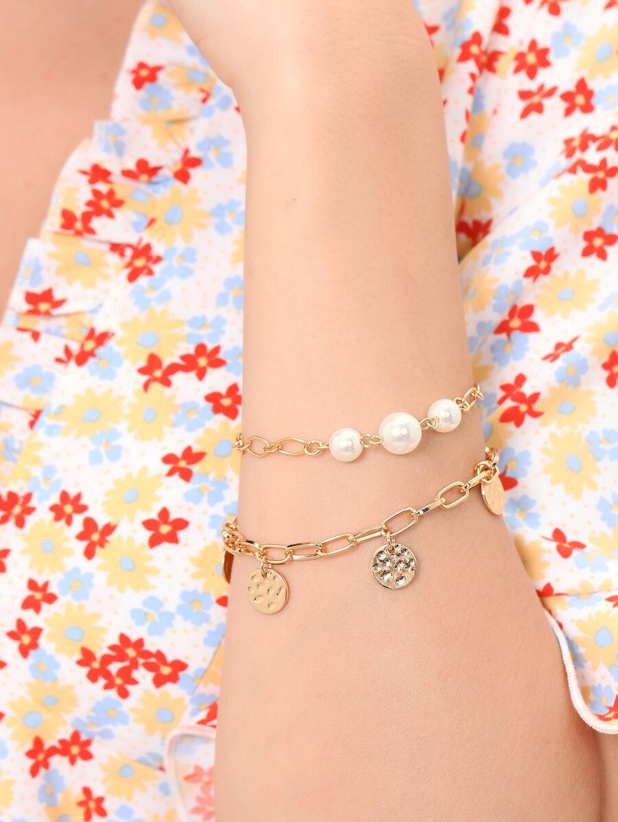 時尚鏈條手鍊 - 金黃色 - 查看 1