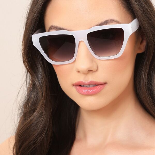 

Large Acrylic Square Frame Sunglasses, White