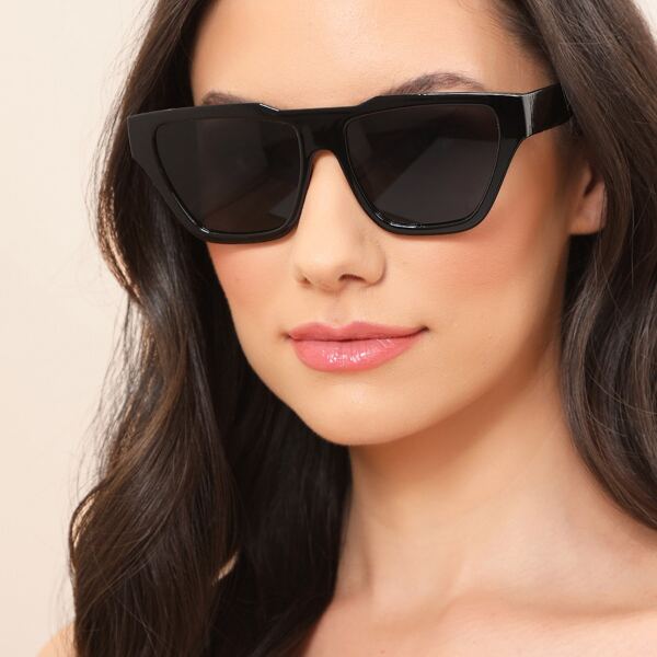 

Large Acrylic Square Frame Sunglasses, Black