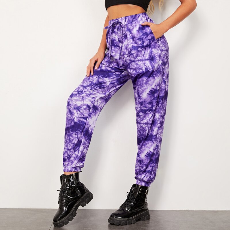 

Knot Waist Slant Pocket Tie Dye Joggers, Multicolor