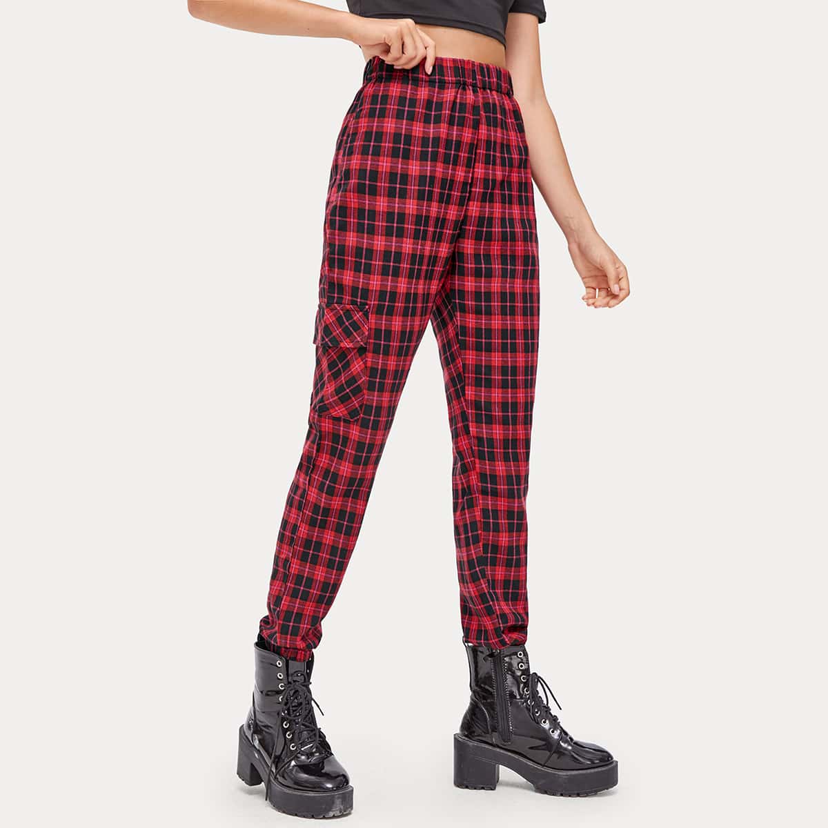 

Tartan Cargo Pants, Red