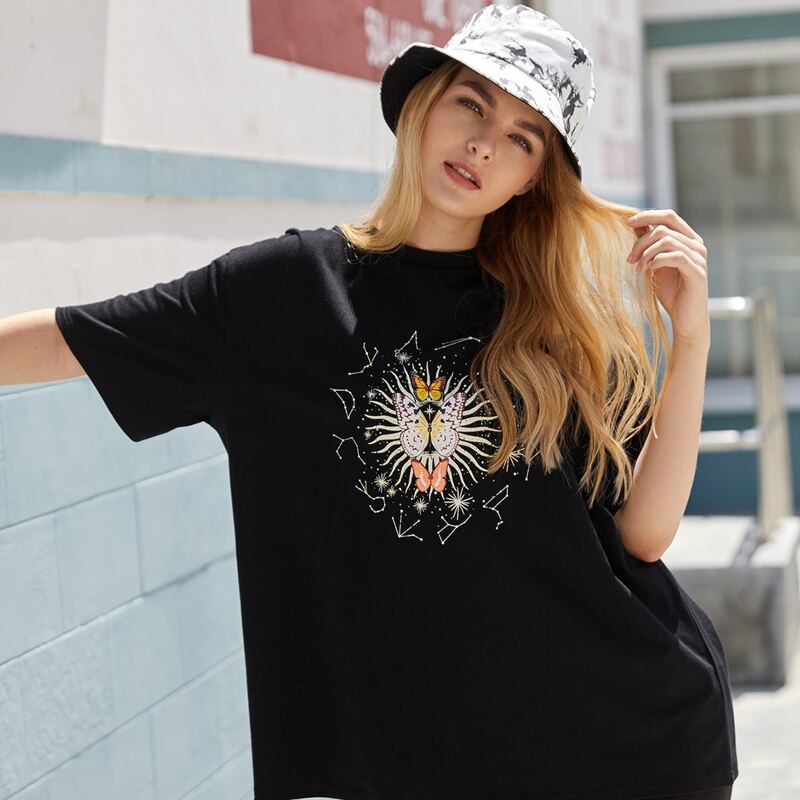 

Butterfly Oversized Tee, Black