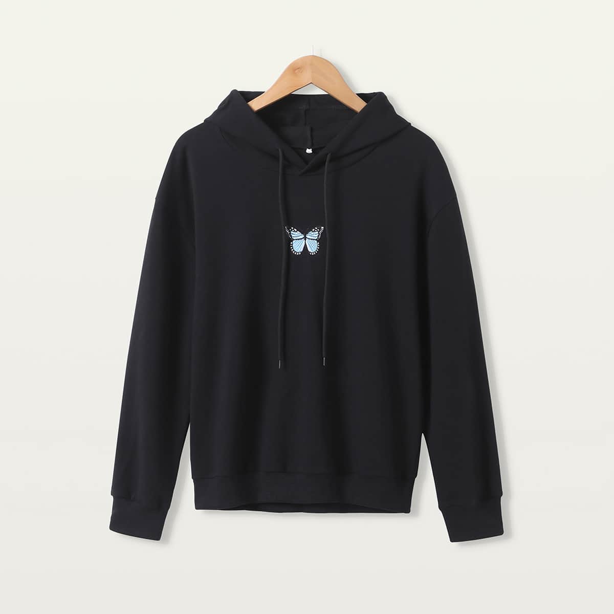 

Butterfly Hooded Sweatshirt, Black