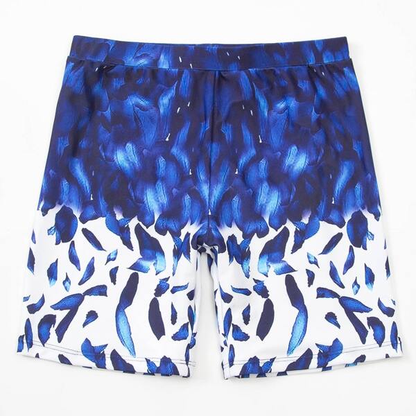 

Boys Allover Graphic Swim Shorts, Blue and white