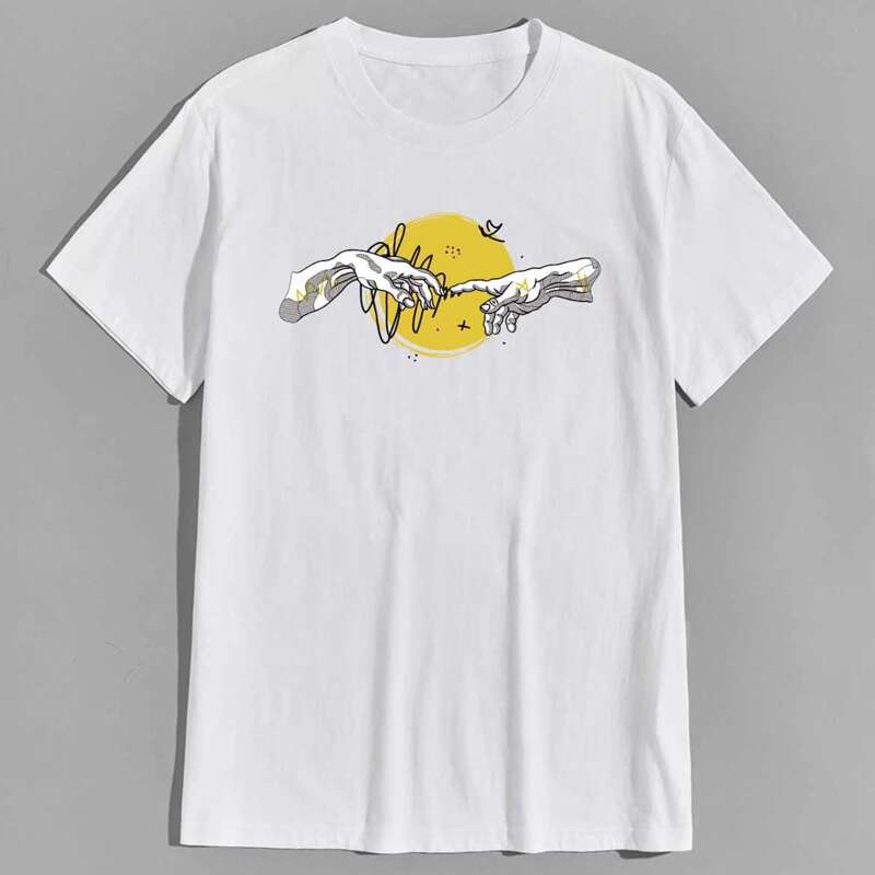 

Guys Figure Graphic Round Neck Tee, White