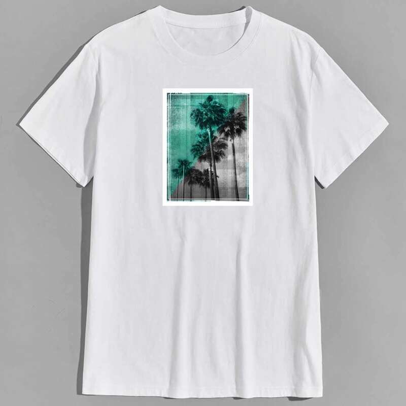 

Guys Palm Tree Print Tee, White
