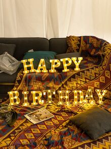 1 pieza Luz de la decoración de plástico decorativo modernista con diseño de slogan para casa - Amarillo - Ver 1