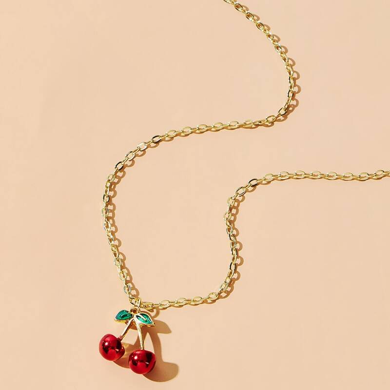 

Cherry Pendant Necklace, Gold