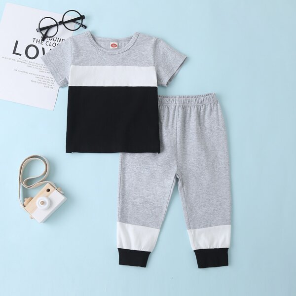 

Baby Boy Colorblock Tee With Pants, Multicolor