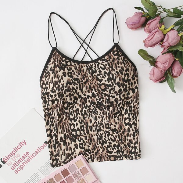 

Leopard Ladder Cut-out Bralette, Multicolor