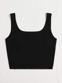 SHEIN Letter Graphic Crop Tank Top - Black - View 2