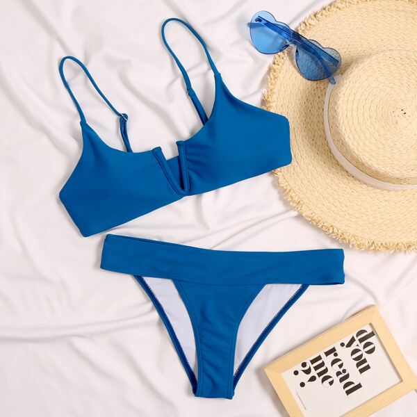 

V Wired Tanga Bikini Swimsuit, Blue